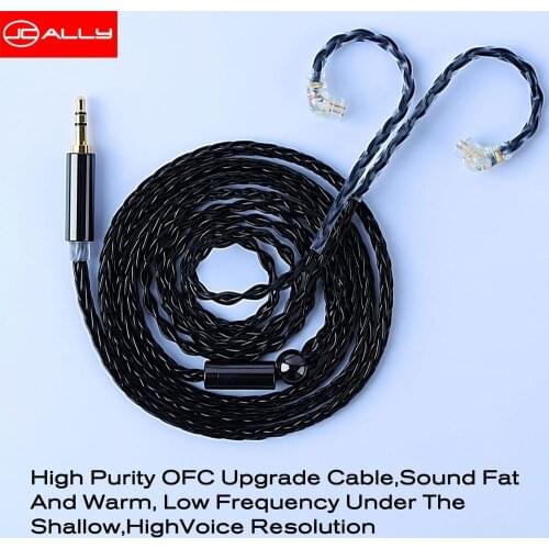 FENGRU DIY JCALLY Black JC08 5N OFC 8 Shares 200 Cores Earphone Upgrade Cable for Shure SE215 IE80 KZ ZST ZSN Pro ZS10 Pro ZSX