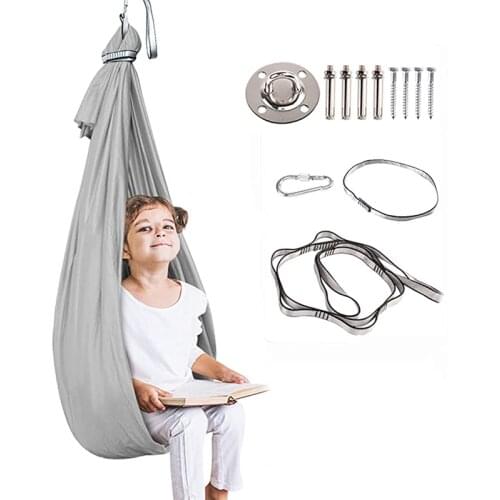 Kids Adult Cotton Outdoor Indoor Swing Hammock For Cuddle Up To Sensory Child Therapy Elastic Parcel Steady Swing -40