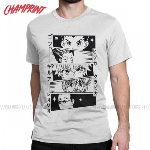 Hunter X Hunter Best Characters T-Shirts for Men Retro Funny Cotton Tee Shirt Round Collar Short Sleeve T Shirt Original Clothes