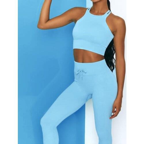 WHOUARE 2Piece Yoga Set Women Sportwear Fitness Bras High Waist Push Up Leggings Suits Gym Breathable Running Workout Suits