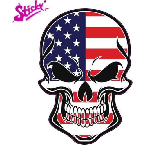 STICKY American Flag Skull Badge Brand Car Sticker Decal Decor Motorcycle Off-road Trunk Guitar Laptop PVC Vinyl