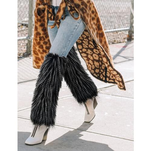 Furry Leg Warmers Winter Solid Color Women Boot Covers Faux Fur Long Leg Warmers Sock Fur Leggings