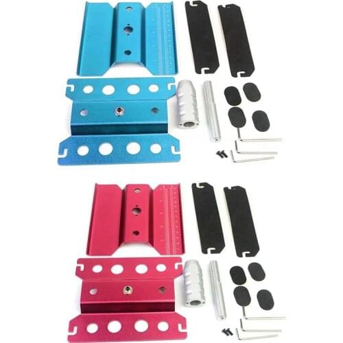 2Set Metal Aluminum RC Car Work Stand Repair 360 Degree Rotation For 1/8 1/10 1/12 1/16 Scale Model,Blue & Red