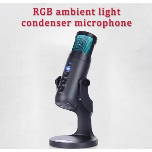 JD-950 USB Microphone RGB Light Condenser for Gaming Live Streaming Recording Mic RGB Dynamic Light Effect Mic