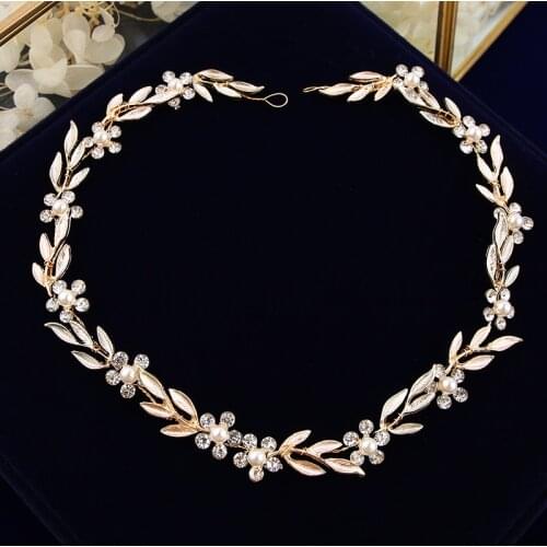 Fashion Wedding Hair Accessories European Leaves Brides Hairbands Soft Bridal Crystal Tiara Gold Hair Jewelry