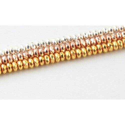 Natural Stone Round Loose beads 3/4/6/8mm Flat Faceted Hematite Beads For Jewelry Making DIY Bracelet