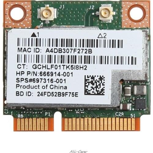 New Dual Band 2.4+5G 300M 802.11a/b/g/n WiFi Bluetooth 4.0 Wireless Half Mini PCI-E Card For HP BCM943228HMB SPS 718451-001