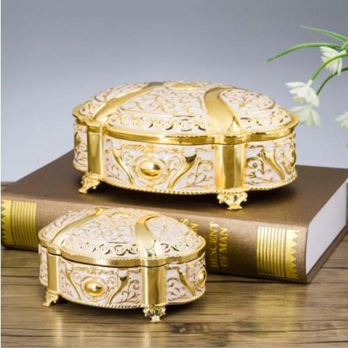 New! 2 Sizes Wedding Gift Box Metal Jewelry Case Zinc-alloy metal Trinket boxes Flower Carved Fancy Package Birthday Gift Z070