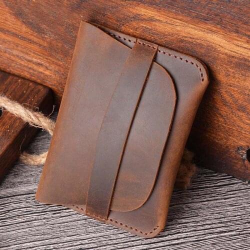 2020 Simple Retro genuine leather credit ID card holder Vintage business card holder Male Coin purses wallets