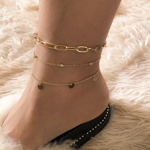 Round Sequins Anklets for Women Foot Accessories Beach Barefoot Sandals Bracelet Ankle on the Leg Female Ankle Gifts for Women