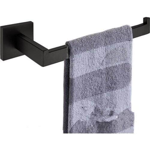 Leyden Single Towel Ring Antirust 304 Stainless Steel Towel Bar With Hook Black Towel Holder Bathroom Accessories