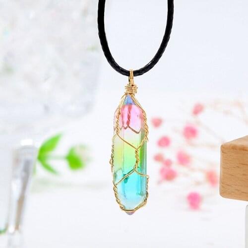 Trendy Female Hexagon Geometric Multicolor Crystal Pendants Necklaces For Women Black Rope Chain Necklace Ladies Jewelry Gifts