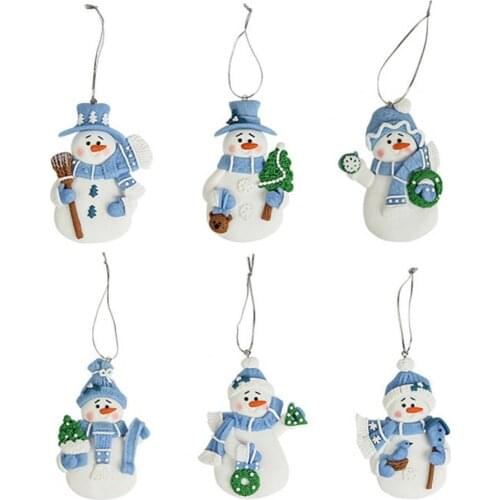 6Pcs 2021 Christmas Ornaments Eye-catching Cartoon Shape Rubber Miniature Xmas Tree Hanging Ornaments Home Drop Pendant Decor