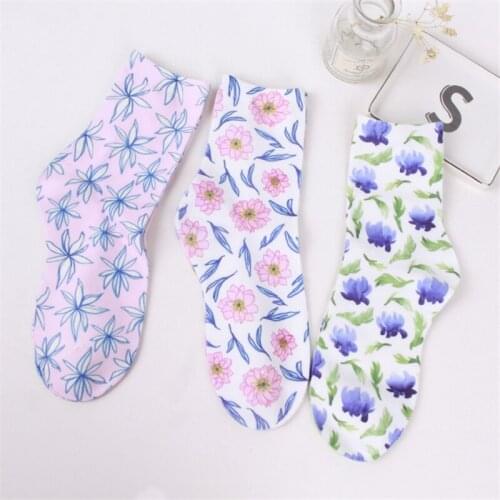 Drop Ship Adult Silk Velvet Socks Waves Cherry Blossoms Sakura Willow Catkin Lotus Leaf Bouquet Frond Peacock Flower Crochet