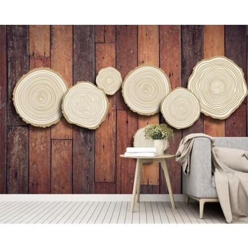 Modern retro wooden board annual ring 3d wallpaper mural papael de parede for living room tv sofa wall bedroom restaurant bar