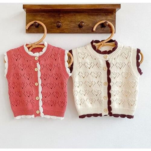Spring Baby Boys Girls Pure Color Knit Waistcoat Coat Children Clothing Autumn Baby Boys Girls Sleeveless Loose Vest Kids Coat