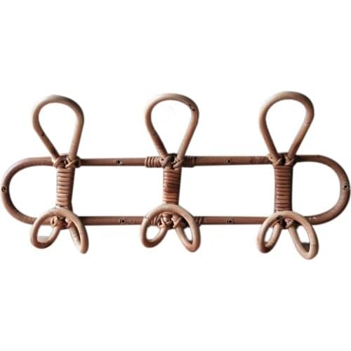 Vintage Rattan Clothes Hanger Kids Garments Organizer Rack Children Hanger Kids Room Decoration Rattan Wall Hanger
