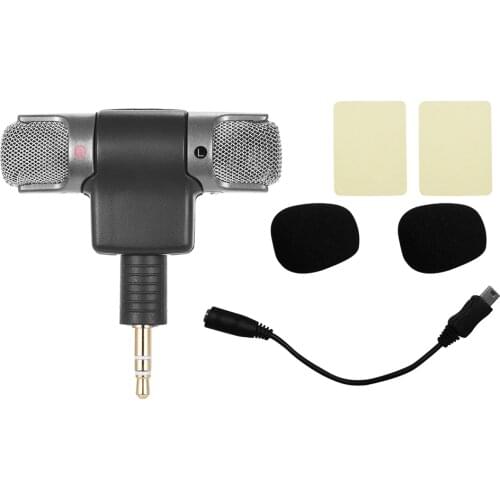 External Stereo Mic Microphone with 3.5mm to Mini USB Micro Adapter Cable for GoPro Hero 3 3+ 4 for AEE Sports Action Camera