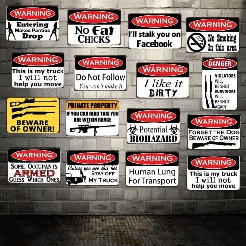 [ WellCraft ] Funny Warning Metal Signs Wall Plaque Mural Painting Antique Gift Vintage Bar Hotel Shop Decor 20*30 CM FG-208