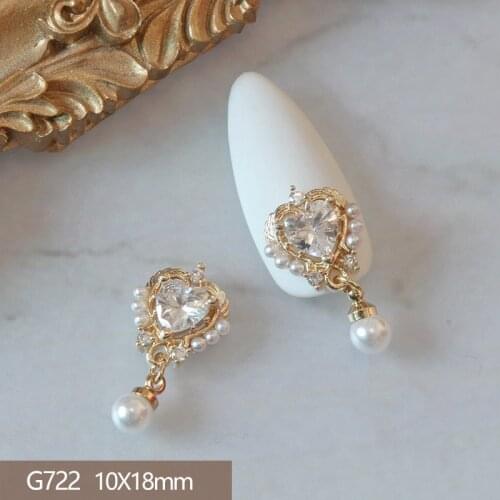 10pcs/lot Luxury Love Tassel 3D Alloy Nail Art Zircon Crystal Metal Manicure Nails Accesorios Supplies Decorations Charms G722