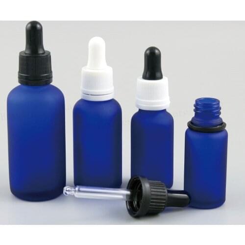 200 x 5ml 10ml 15ml 20ml 30ml 50ml 100ml Refillable Empty Frost Blue Glass Eye Dropper Bottle for Essential Oil Use