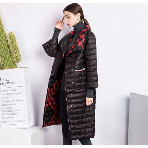 2020 Winter Women Jacket Ultra-light 90% Duck Down Coat Female Long Double-Sided Parka chaqueta mujer WYQ858