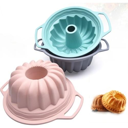 3D Large Silicone Cake Mold Chiffon Bundt Cake Bread Mould Bakeware Spiral Gear Shape 9 Inch Baking Pan Tray DIY Decorating Tool