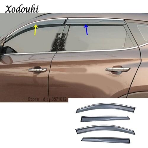 For Hyundai Tucson 2015 2016 2017 2018 Car body styling cover Stick plastic Window glass Wind Visor Rain/Sun Guard Vent 4pcs