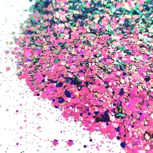 50g/Bag Nail Glitter Chameleon Chunky Sequins Super-Shiny Laser Sparkle Mixed Size Solvent Resistant Decor Nail Art Flakes SB-47