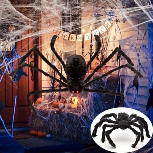 50% Hot Sale Creative Easy-operating Spider Prop High Simulated Red Eyes Black Spider Christmas Decor For Halloween Black Spider