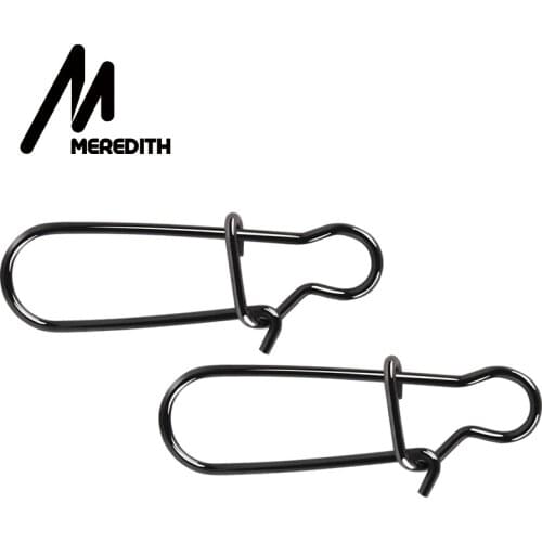 MEREDITH 50pcs Stainless Steel Fast Clip Lock Snap Swivel Solid Rings Safety Snaps Fishing Tools Connector Pesca Hook Remover