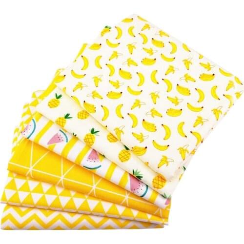6PC Fruit Print Twill Cotton Cloths 25X25/50X50cm DIY Sewing Floral Fabric Home Handmade Crafts Patchwork Sewing Cloth Set
