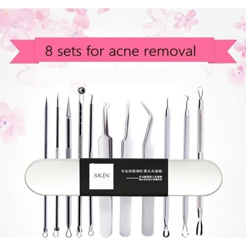 8pcs Blackhead Extractor Of Stainless Steel Cleaner Remove Acne Blemish Needles Set Black Spots Pore Drying Cleanser Skin Tools