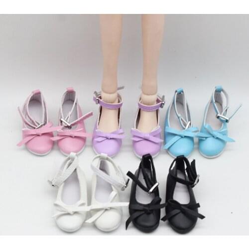 1/3 Doll Accessories Mini Princess Leather Doll Shoes High Heels Handmade Bow Russian Essential Toys For Girls Shoes For Dolls
