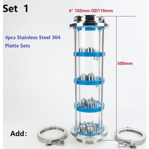 FreeShipping 4" Distillation Lens Column With 4pcs Stainless Steel304 Platte Sets,Tri-Clamp Sight Glass Union Stainless Steel304