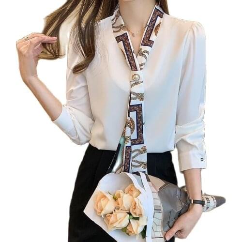 Women Spring Autumn Style Blouses Tops Lady Casual Long Sleeve Bow Tie Collar Blusas Tops DD9168