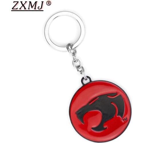 ZXMJ Thundercats Keychain Anime around For Fans Jewelry Round Alloy Red Thunder Cat Model Key Ring Holder Car Accessories