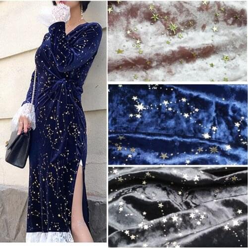 Bronzed Velvet Fabric Star Polyester Spandex Knit Fabric For Sewing Autumn And Winter Dress Christmas Decoration KA9