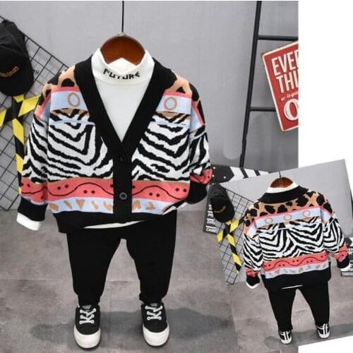 Children Boys Clothes Spring Autumn Kids Baby Boys Knit Cardigan + T-Shirt + Pants Outfits Set 3pcs suit Boy Clothes Set 2-6year