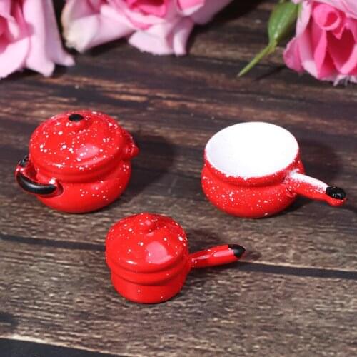 3Pcs/Set Cooking Soup Pot Cookware Dollhouse Kitchen Accessories Miniature Hot Pots 1:12 Dollhouse Miniature