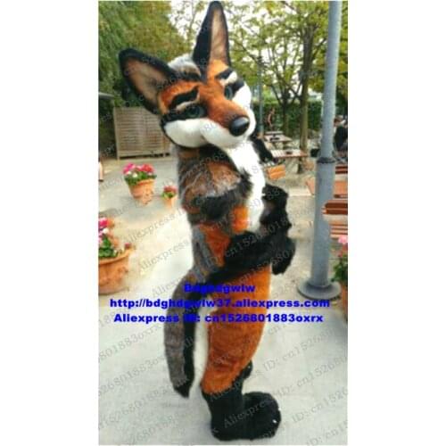 Brown Long Fur Furry Wolf Husky Dog Fox Fursuit Mascot Costume Adult Character Suit Organize An Activity Sales Promotion zx3028