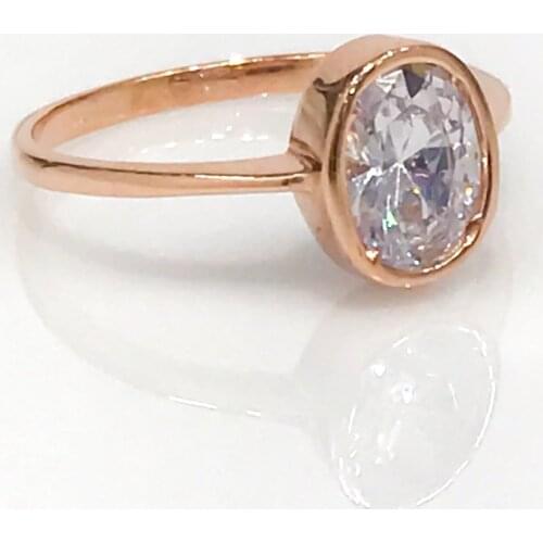Tiny Oval Zircon Trend Elegant Silver Ring