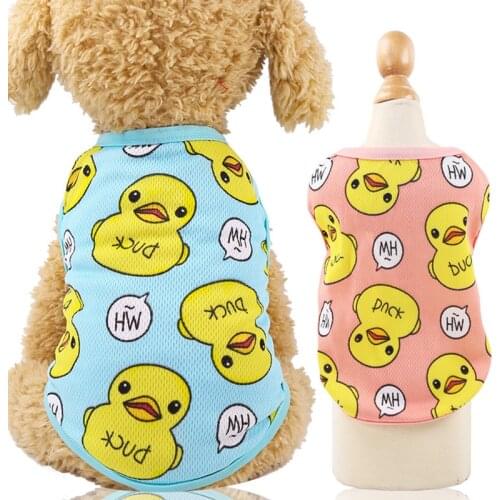 HOT Sales Spring and Summer Dog Pet Cat Cothes Dog Vest Decoration Rhubarb Duck Vest Mesh Through Manufacturers Pet Supplies