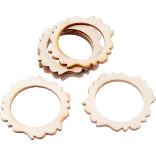 Best Quality 10Pcs Flatback Wood Craft Decoration Promotions Scrapbooking Embellishments Loop Styles Pendants