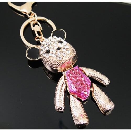 Cute Elephant Pretty Crystal Bear Keychains Beautiful Bag Pendant Car Key Ring Key Chains Christmas Gift Jewelry