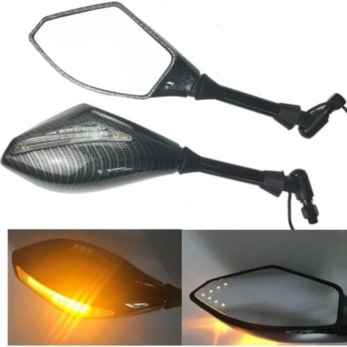 Cafe Racer Motorcycle Double LED Turn Lights Side Mirrors Turn Signal Indicator Rearview Mirrors Motorcross Side Mirrors