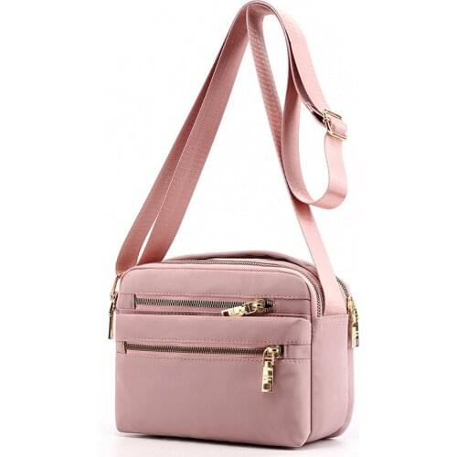 Women Nylon Waterproof Shoulder Bag Multi-pocket Zipper Bag Solid Color Handbags Women Crossbody Bags For Female Crossbody Bag