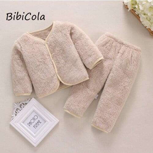 Babys clothes babys autumn clothes mens and womens coral velvet two piece set newborn clothes warm pajamas spring and autumn