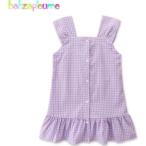 Babzapleume Summer Style Cute Baby Girls Princess Dress Fashion Sleeveless Plaid Cotton Children Dresses Toddler Clothes BC2057