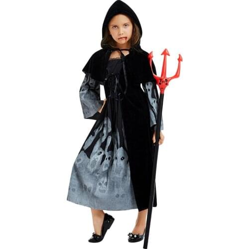 Umorden Kids Light Glowing Forsaken Souls Dress for Girls Grim Reaper Costumes Halloween
